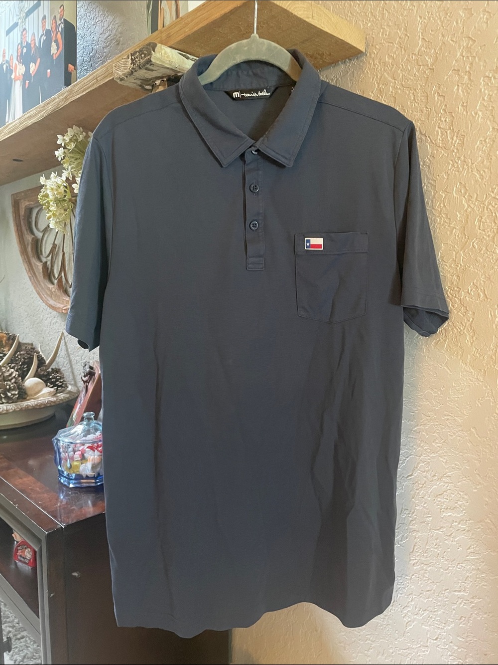 TravisMathew Navy Short-Sleeve Polo with Chest Pocket